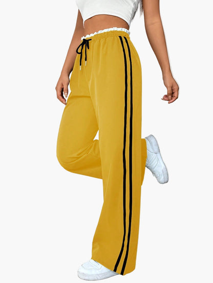 Damen Sportliche Wide-Leg Jogginghose mit Streifen – Trendige Freizeithose für Streetwear und Fitness
