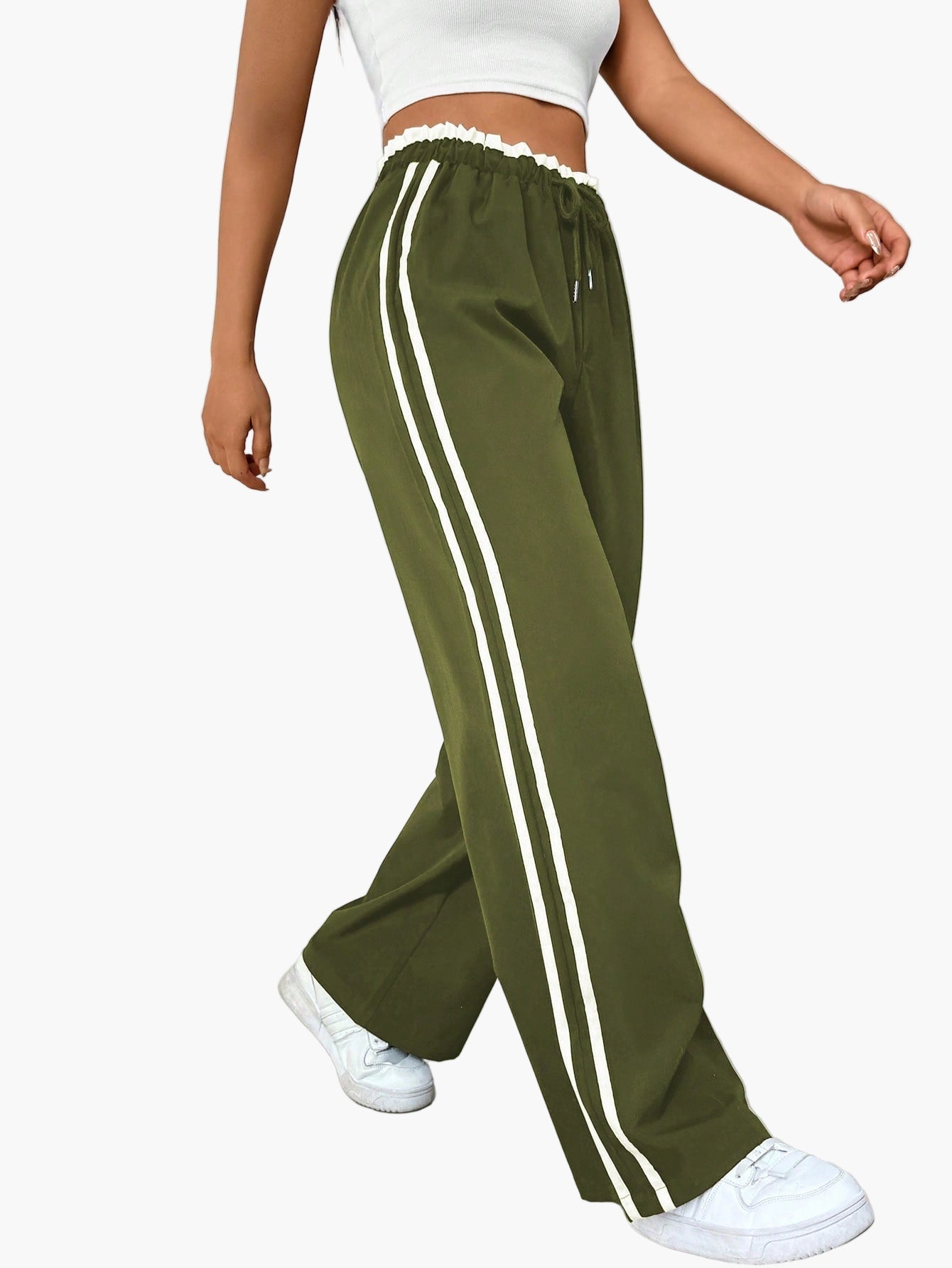 Damen Sportliche Wide-Leg Jogginghose mit Streifen – Trendige Freizeithose für Streetwear und Fitness