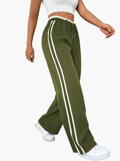 Damen Sportliche Wide-Leg Jogginghose mit Streifen – Trendige Freizeithose für Streetwear und Fitness