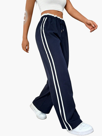 Damen Sportliche Wide-Leg Jogginghose mit Streifen – Trendige Freizeithose für Streetwear und Fitness
