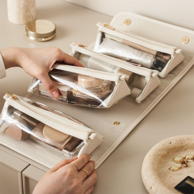 Tracy – Große faltbare Kosmetiktasche aus Kunstleder mit hoher Kapazität und wasserdichtem Design