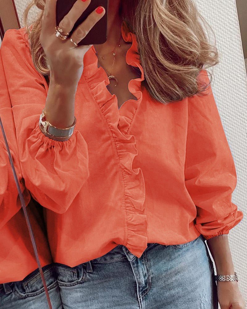 Abigail – Langärmlige Rüschenshirt-Bluse