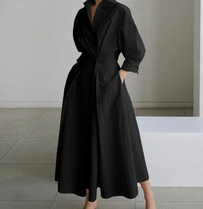 Angela – Langärmliges Blusenkleid mit elastischem Bund