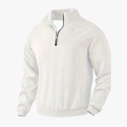 Herren Strickpullover Half-Zip – Stilvoller Freizeitpullover mit Zopfmuster für Alltag und Büro