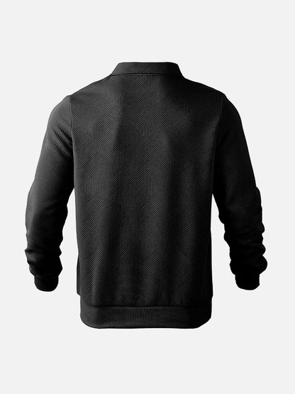 Herren Halb-Zip Pullover mit Strukturmuster – Smart-Casual Stil für Alltag und Büro