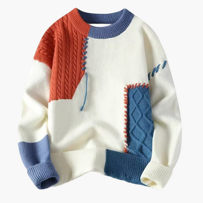 Herren Patchwork Strickpullover im modernen Design – Perfekt für Herbst und Winter