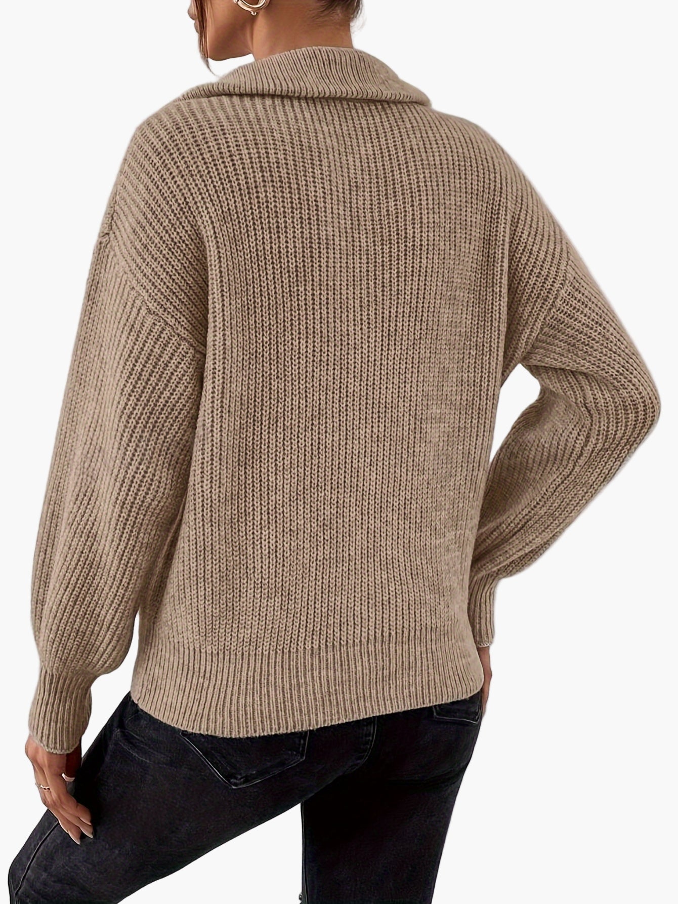 Damen Strickpullover mit Reißverschluss und lässigem Kragen – Modischer Freizeit-Look