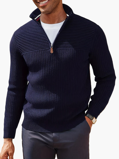 Herren Halbzip-Strickpullover im modernen Casual-Stil für Herbst und Winter