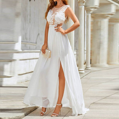 Victoria – Vestido de novia largo de gasa con encaje