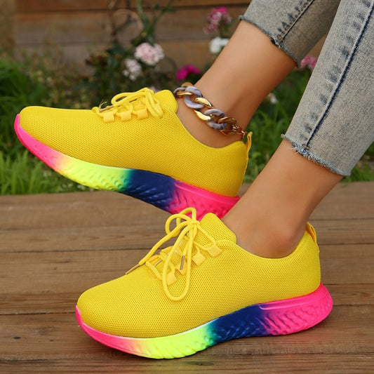 Alice – Damen Kunstleder Sneaker mit Regenbogensohle