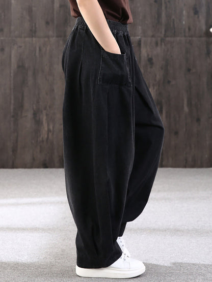 Dam Vida baggy jeans streetwear casual med elastisk midja – Avslappnad mode för vardag och fritid