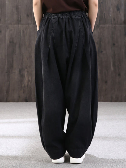 Dam Vida baggy jeans streetwear casual med elastisk midja – Avslappnad mode för vardag och fritid