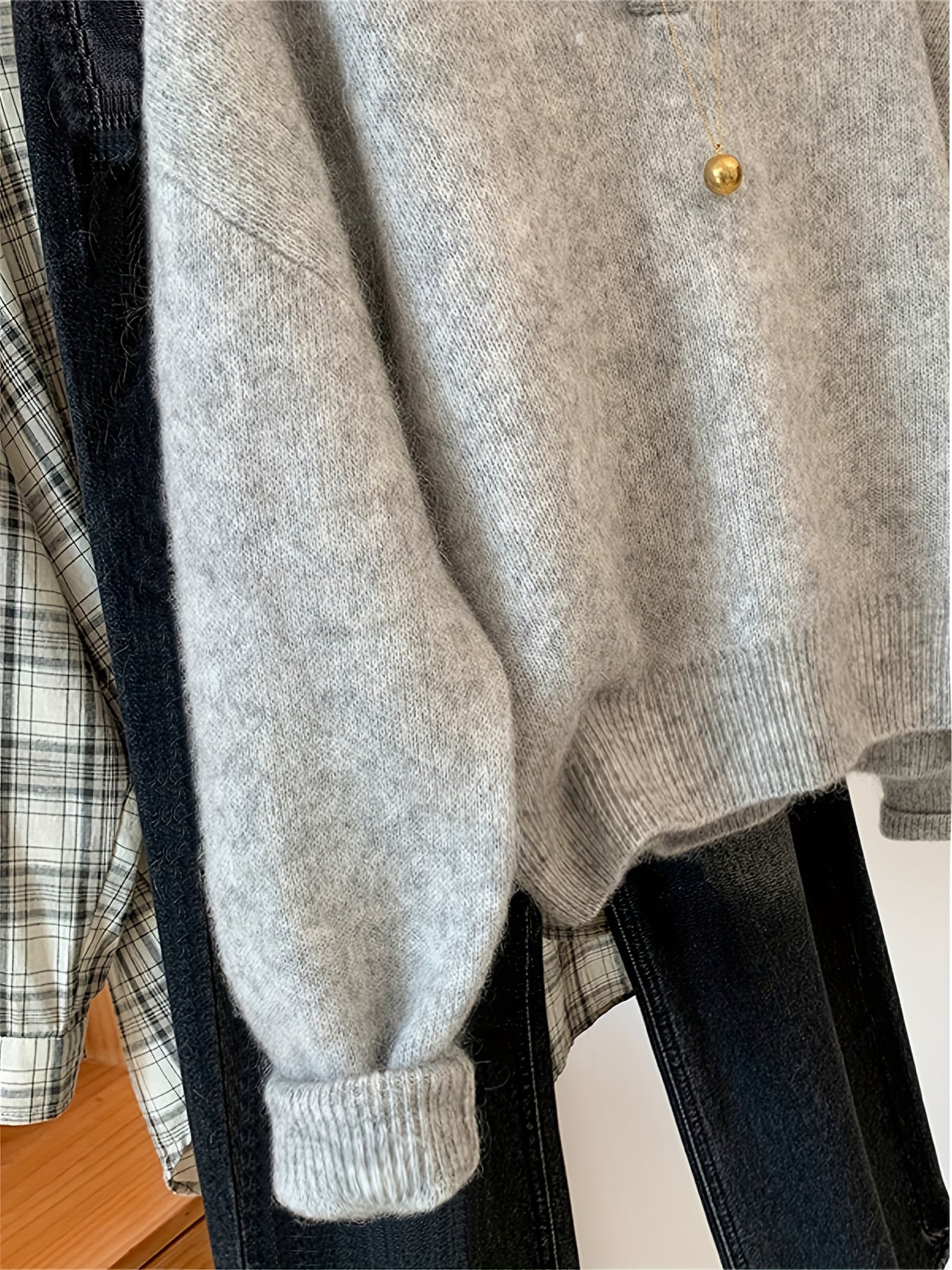 Damen Vintage Pullover mit V-Ausschnitt – Lässiger Herbst/Winter Strickpullover