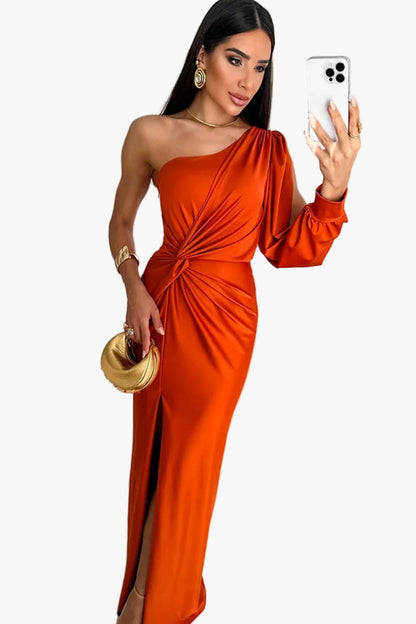 Dam Aftonklänning One-Shoulder Elegant festlig med slits – Perfekt för speciella tillfällen