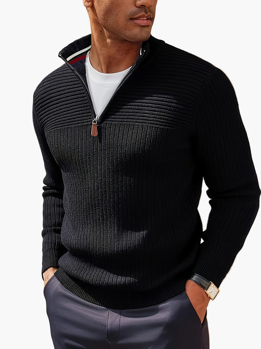 Herren Halbzip-Strickpullover im modernen Casual-Stil für Herbst und Winter