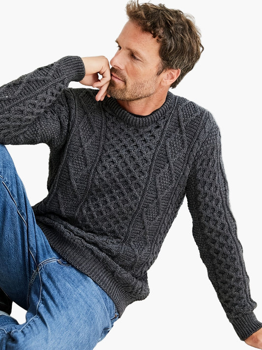Herren Strickpullover mit Zopfmuster – Klassischer Freizeitstil für Alltag und Freizeit