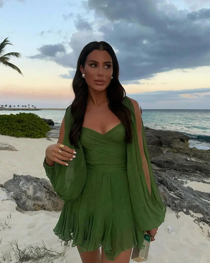 Betty – Vestito alla moda off-shoulder con maniche a lanterna