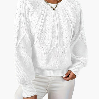 Damen Strickpullover Elegant mit Zopfmuster – Modischer Freizeit Sweater für Herbst und Frühling
