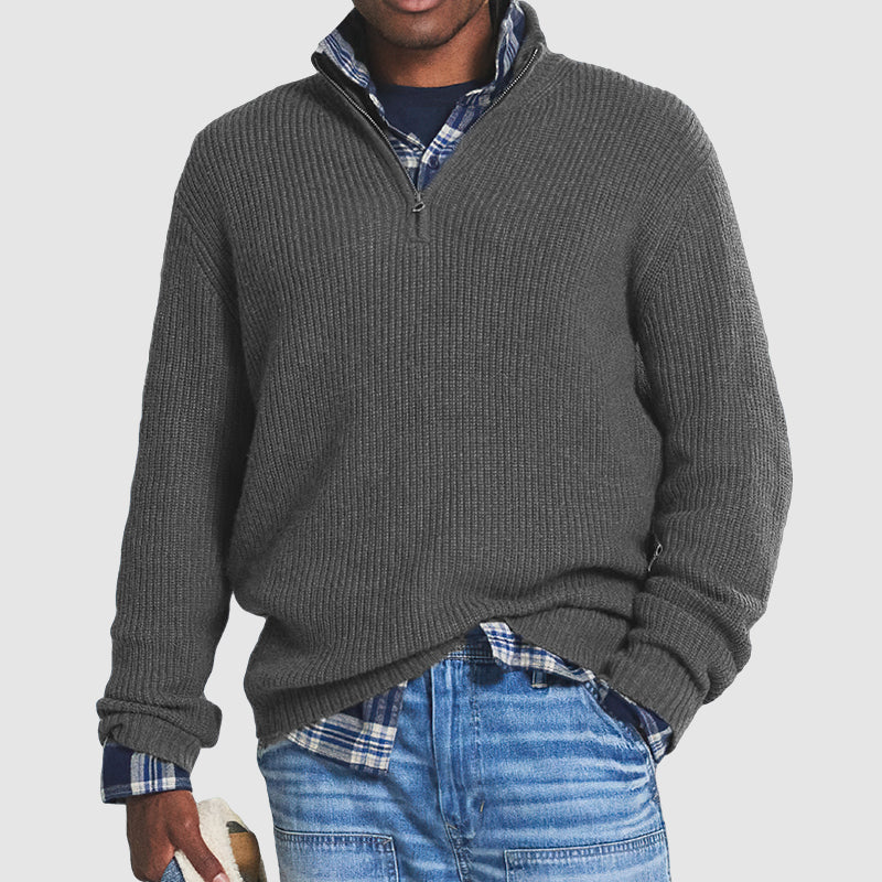 Herren Strickpullover mit Reißverschluss – Business Casual für Alltag & Büro