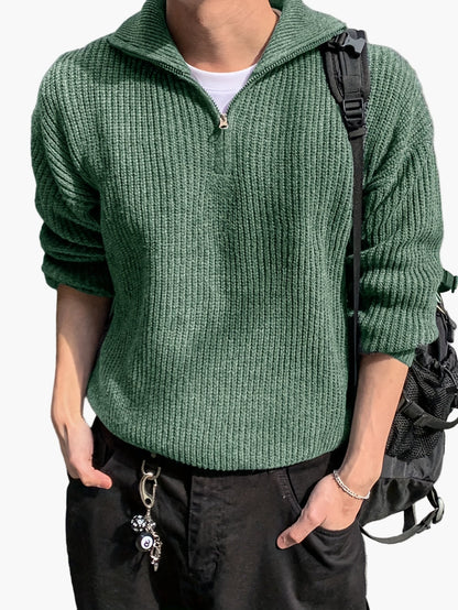 Herren Strickpullover mit Reißverschluss – Lässiger Halbzip Sweater für Alltag und Freizeit