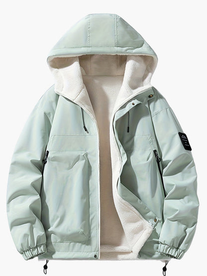 Herren Winterjacke mit Kapuze, Urban Streetwear, Casual Outdoorjacke, Warm Gefüttert