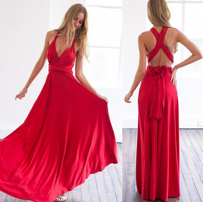 Damen Abendkleid Elegant Wickel Maxikleid Rückenfrei für besondere Anlässe