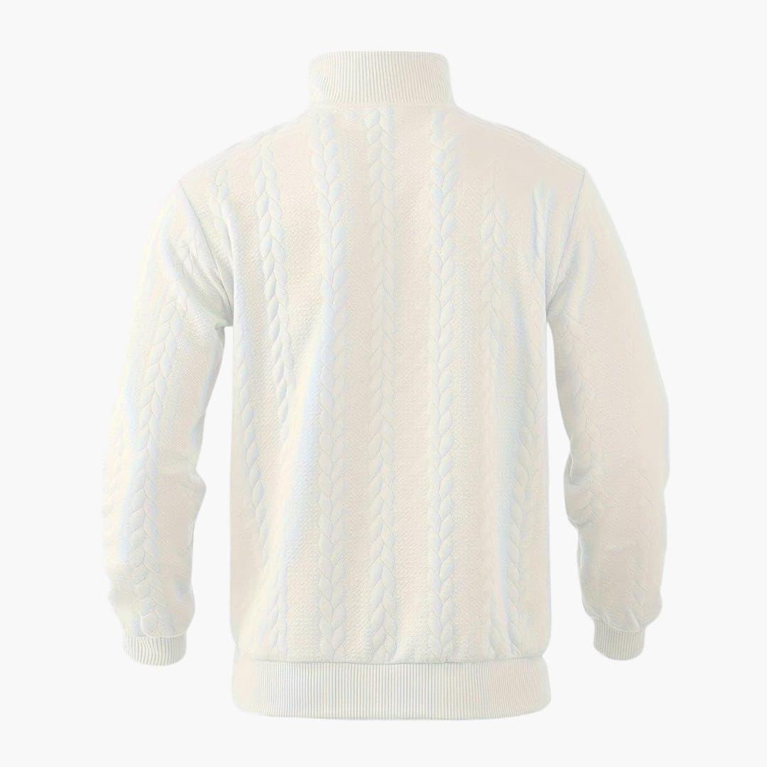 Herren Strickpullover Half-Zip – Stilvoller Freizeitpullover mit Zopfmuster für Alltag und Büro