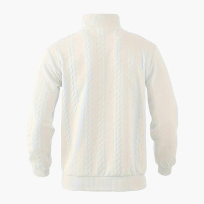 Herren Strickpullover Half-Zip – Stilvoller Freizeitpullover mit Zopfmuster für Alltag und Büro