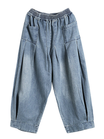 Dam Vida baggy jeans streetwear casual med elastisk midja – Avslappnad mode för vardag och fritid