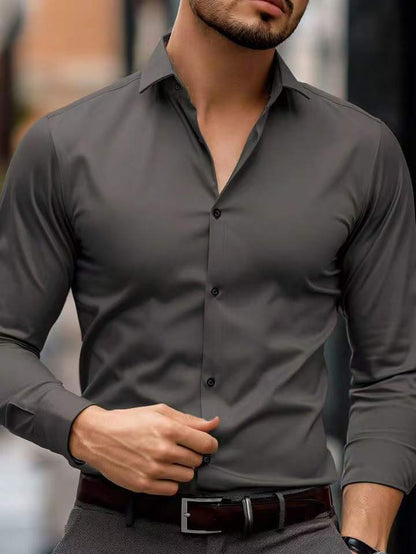 Herren Slim Fit Langarm-Hemd Weiß – Elegantes Business- & Freizeit-Hemd
