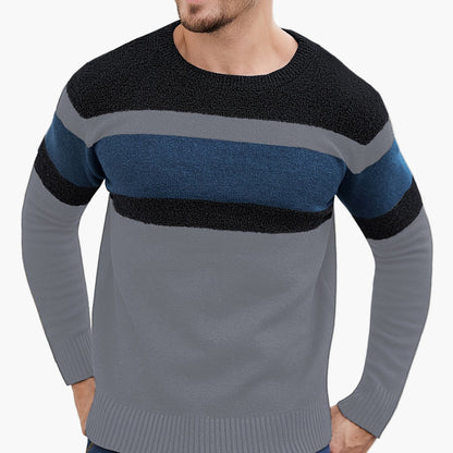 Herren Pullover mit modernen Streifen – Stilvoller Freizeit-Look für Herbst und Winter