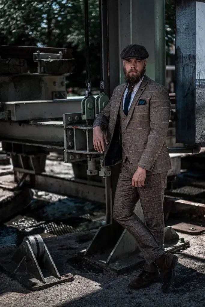 Heren dubbelgeknoopt driedelig pakset – Klassieke Britse stijl voor bruiloft, zaken & feestelijke gelegenheden