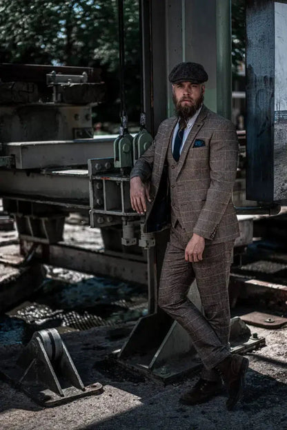 Heren dubbelgeknoopt driedelig pakset – Klassieke Britse stijl voor bruiloft, zaken & feestelijke gelegenheden