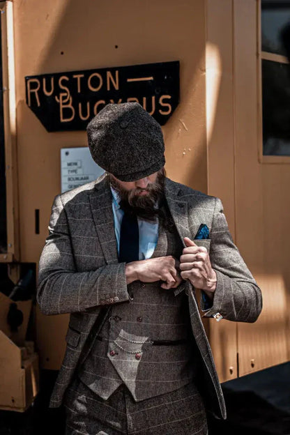 Heren dubbelgeknoopt driedelig pakset – Klassieke Britse stijl voor bruiloft, zaken & feestelijke gelegenheden