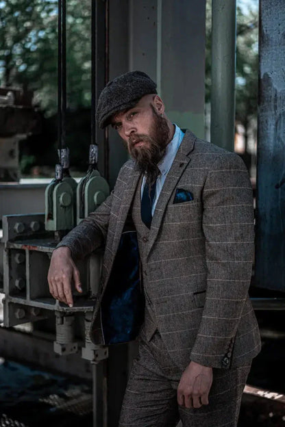 Heren dubbelgeknoopt driedelig pakset – Klassieke Britse stijl voor bruiloft, zaken & feestelijke gelegenheden