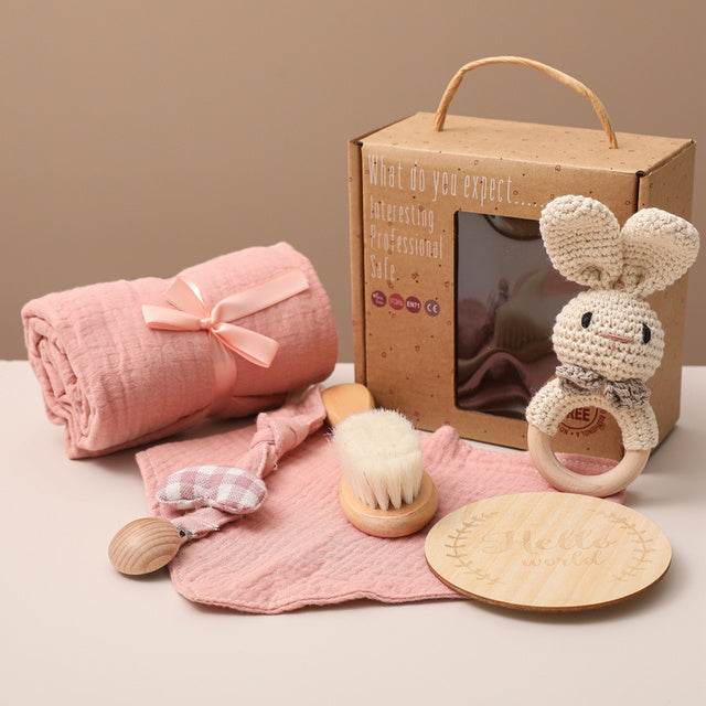 Unisex Baby Geschenkset met Olifant – Stijlvolle Babyverzorgings- en Herinneringsset voor pasgeborenen, 6-delig