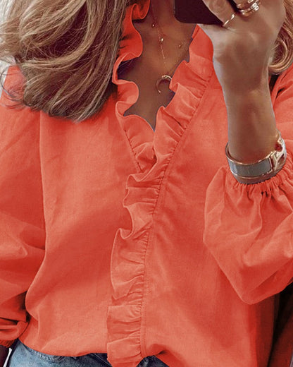 Abigail – Langärmlige Rüschenshirt-Bluse