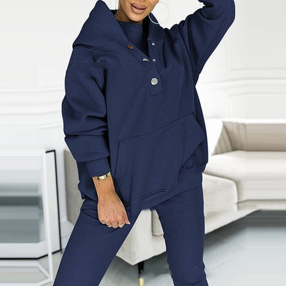 Kim – 3-teiliges Damen-Sportanzug mit lockerem Kapuzenpullover und Slim-Hosen