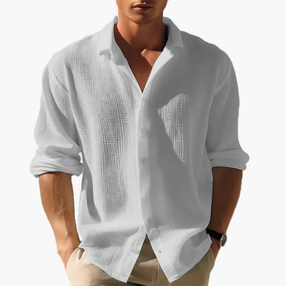 Camicia da uomo a manica lunga per il tempo libero con colletto revers – Camicia estiva moderna per tutti i giorni e vacanze