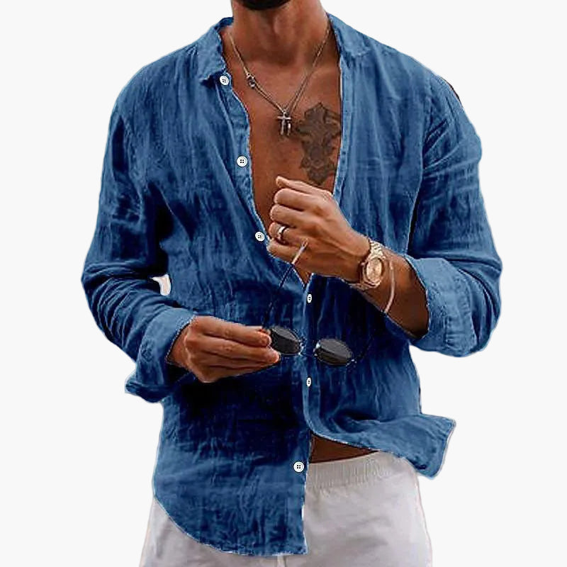 Męska koszula na czas wolny z kołnierzem z klapami – Swobodny styl na co dzień i na wakacje