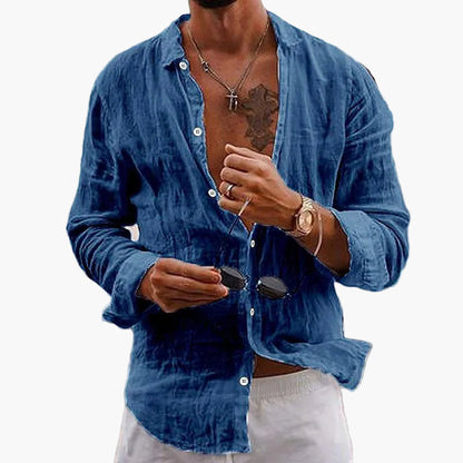 Męska koszula na czas wolny z kołnierzem z klapami – Swobodny styl na co dzień i na wakacje