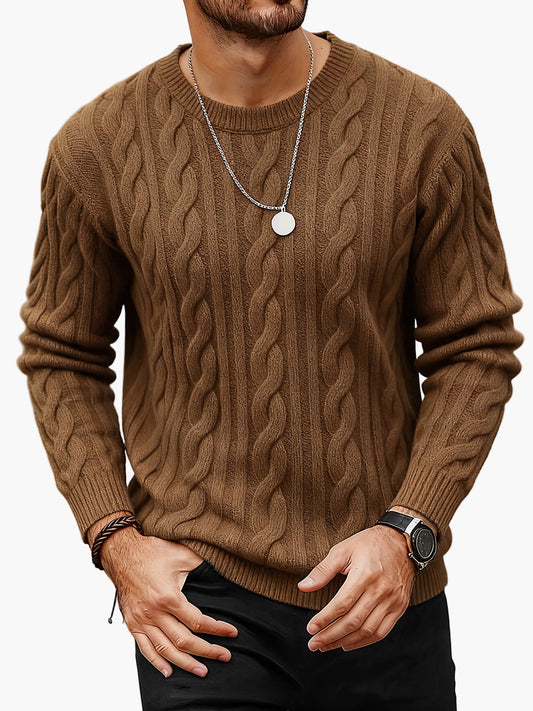 Herren Strickpullover mit Zopfmuster – Modischer Freizeitpullover für Herbst und Winter