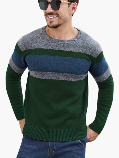 Herren Pullover mit modernen Streifen – Stilvoller Freizeit-Look für Herbst und Winter