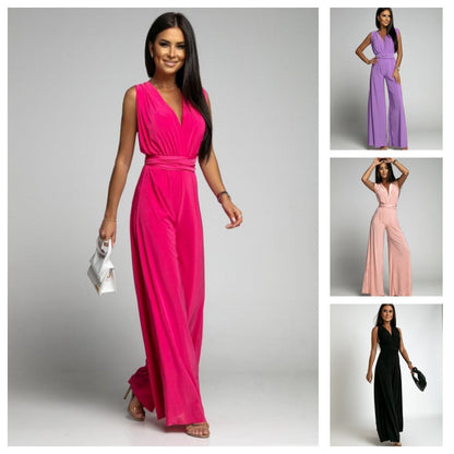 Mono elegante para mujer con pierna ancha y diseño sin mangas – Perfecto para el día a día y ocasiones especiales