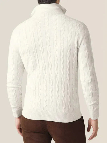 Herren Zopfmuster Strickpullover mit Reißverschluss – Eleganter Business & Freizeit Pullover