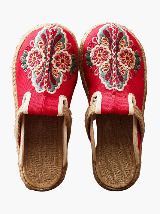 Dames ethno-pantoffels met bloemrijke borduursels – Comfortabele huisschoenen voor dagelijks gebruik & vrije tijd