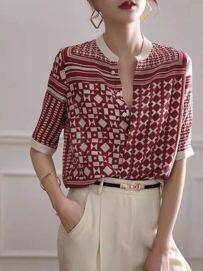 Aileen - Retro Kariertes Gestreiftes Hemd