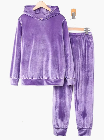 Conjunto de ocio para mujer con sudadera con capucha y pantalón de chándal – Conjunto cómodo para casa para otoño e invierno