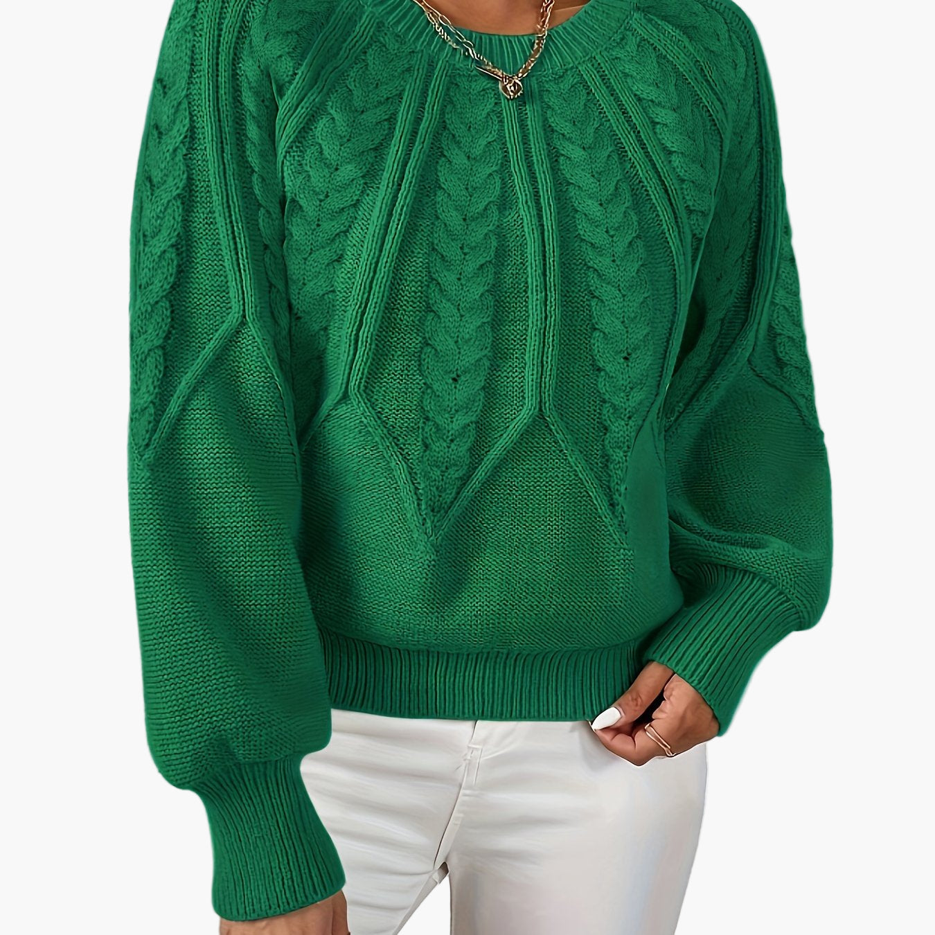 Damen Strickpullover Elegant mit Zopfmuster – Modischer Freizeit Sweater für Herbst und Frühling