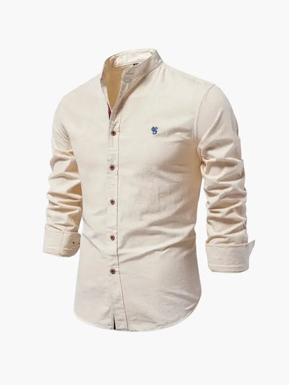 Chemise décontractée à col montant manches longues pour hommes – Chemise business & casual moderne
